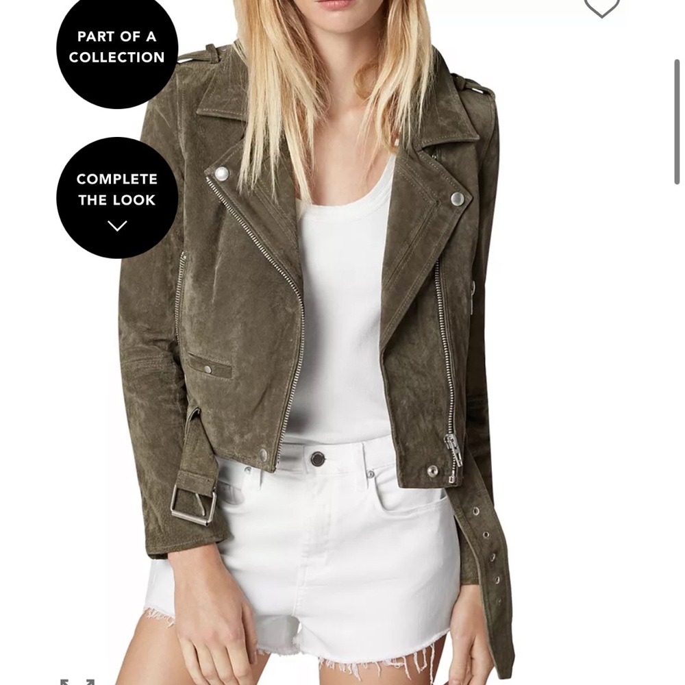 Blank NYC Green Suede Moto Biker Jacket
